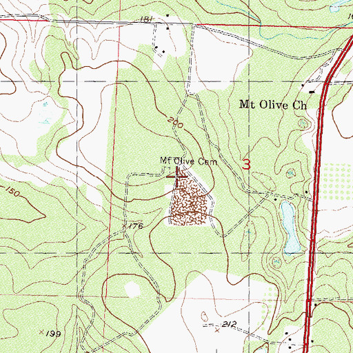 Topographic Map of Mount Olive Cemetery, FL