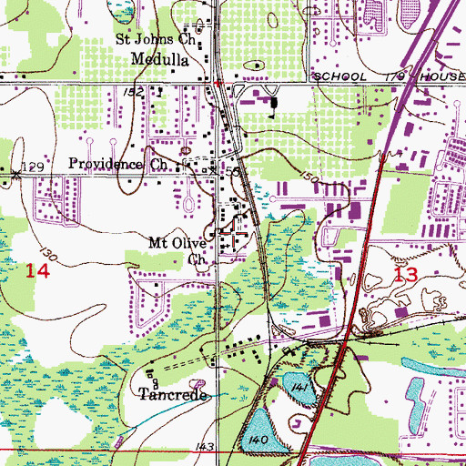 Topographic Map of Mount Olive Church, FL
