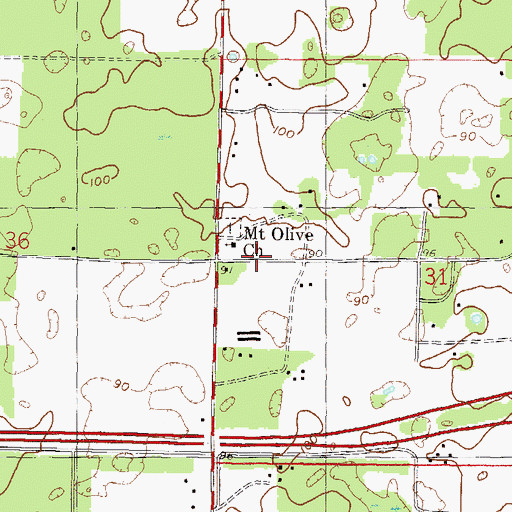 Topographic Map of Mount Olive Church, FL