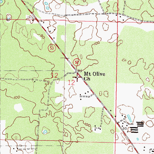 Topographic Map of Mount Olive Church, FL