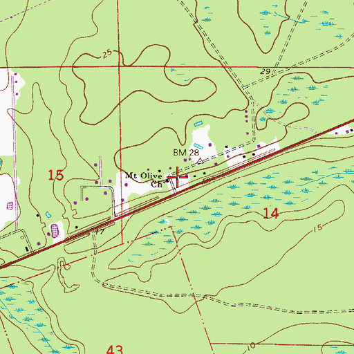 Topographic Map of Mount Olive Church, FL