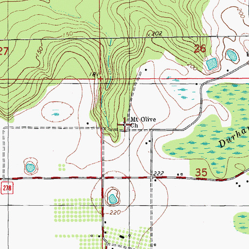 Topographic Map of Mount Olive Church, FL