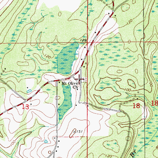 Topographic Map of Mount Olive Church, FL