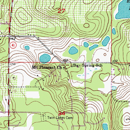 Topographic Map of Mount Pleasant Church, FL