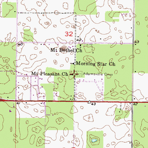 Topographic Map of Mount Pleasant Church (historical), FL