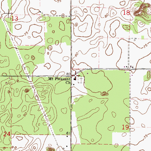 Topographic Map of Mount Pleasant Baptist Church, FL