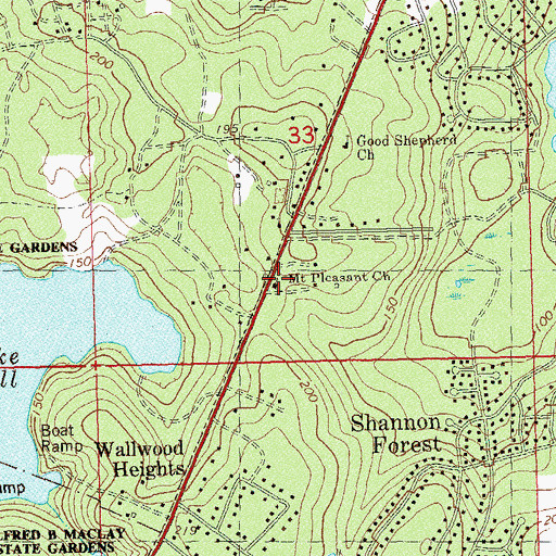 Topographic Map of Mount Pleasant Church, FL