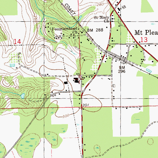 Topographic Map of Mount Pleasant School, FL