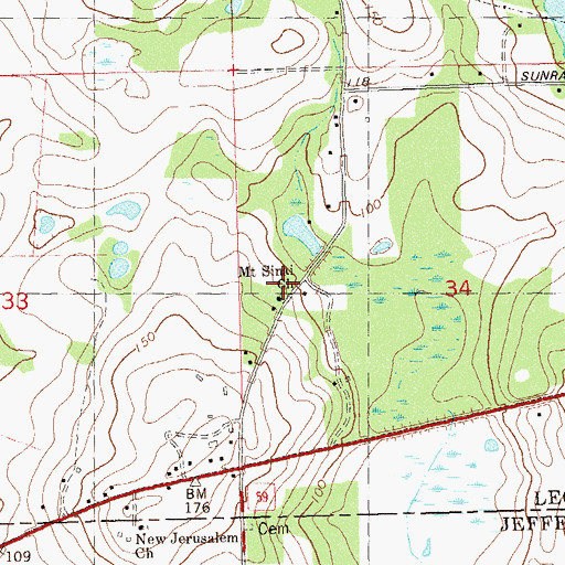 Topographic Map of Mount Sinai Church, FL