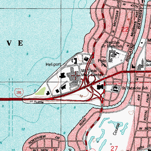 Topographic Map of Mount Sinai Hospital, FL