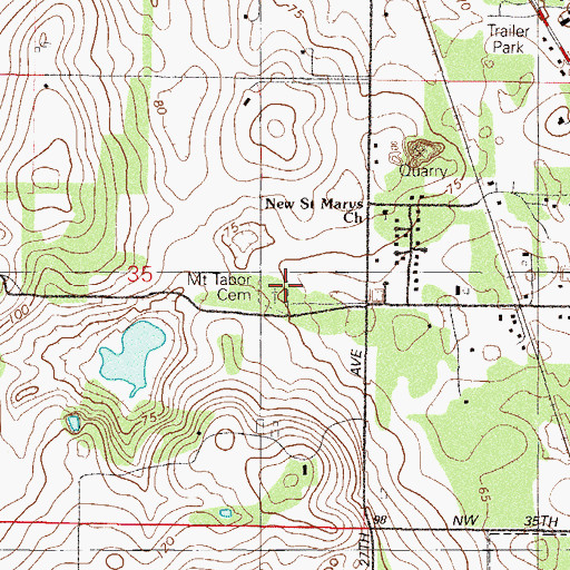 Topographic Map of Mount Tabor Cemetery, FL