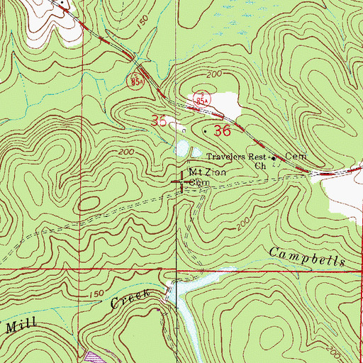 Topographic Map of Mount Zion Cemetery, FL