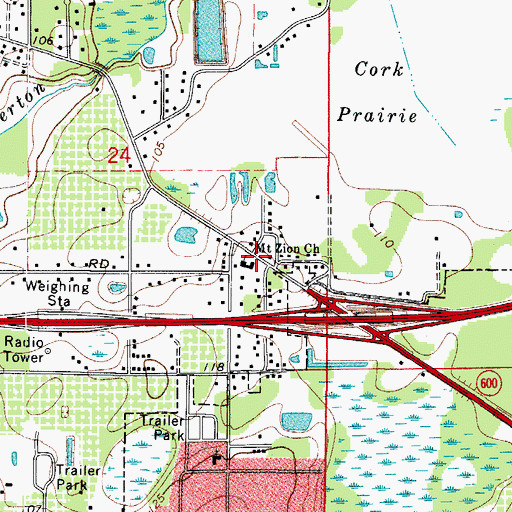 Topographic Map of Mount Zion Church, FL