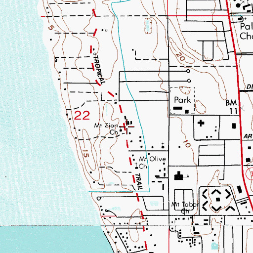 Topographic Map of Mount Zion Church, FL