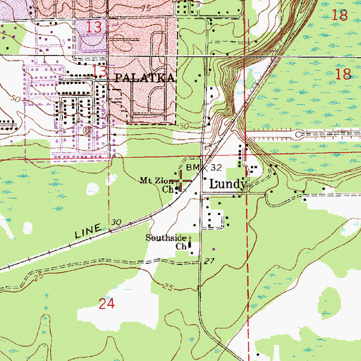 Topographic Map of Mount Zion Church, FL