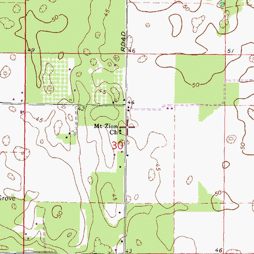Topographic Map of Mount Zion Church, FL