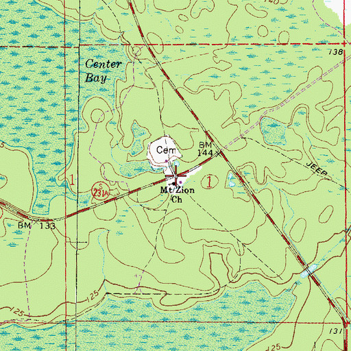 Topographic Map of Mount Zion Church, FL