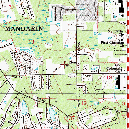 Topographic Map of Mount Zion Church, FL