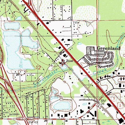 Topographic Map of Mount Zion Church, FL