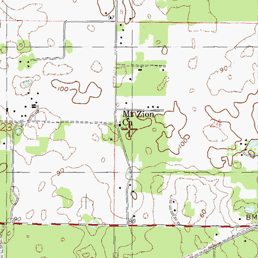Topographic Map of Mount Zion Church, FL