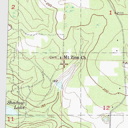 Topographic Map of Mount Zion Church, FL
