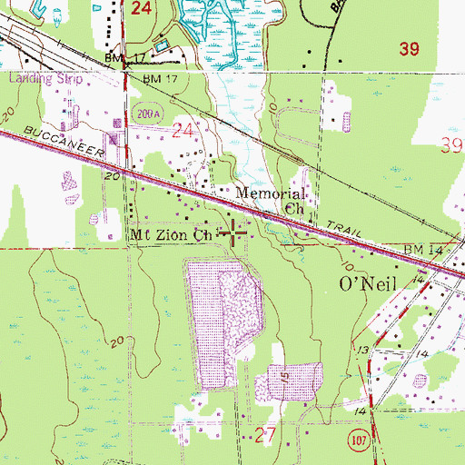 Topographic Map of Mount Zion Church, FL