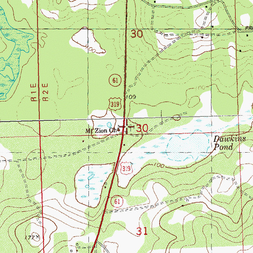 Topographic Map of Mount Zion Church, FL