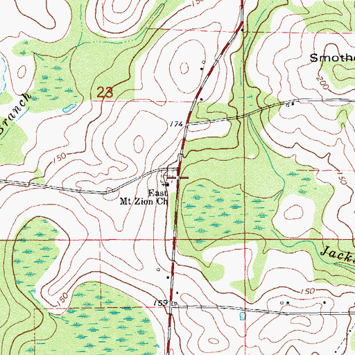 Topographic Map of East Mount Zion Church, FL