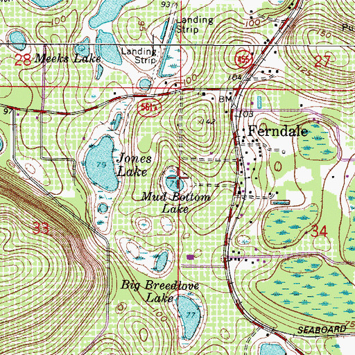 Topographic Map of Mud Bottom Lake, FL
