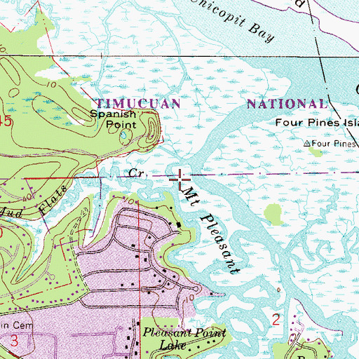 Topographic Map of Mud Flats Creek, FL