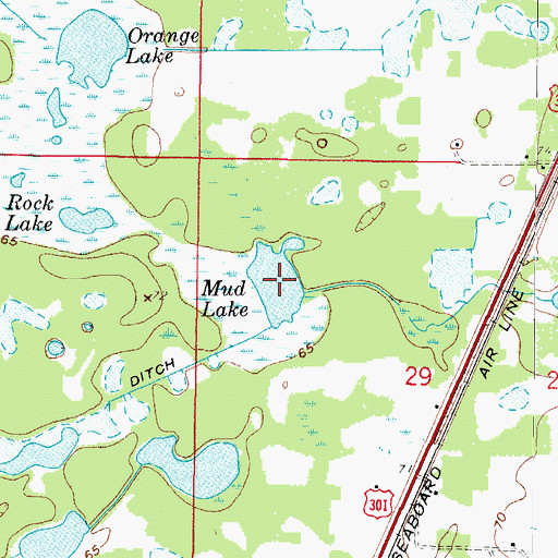 Topographic Map of Mud Lake, FL