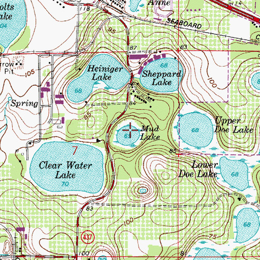Topographic Map of Mud Lake, FL