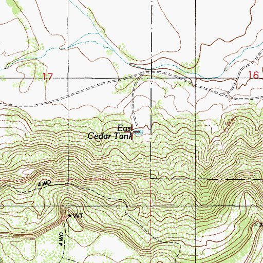 Topographic Map of East Cedar Tank, AZ