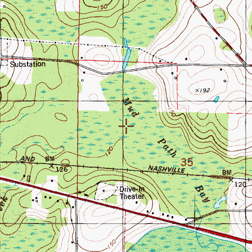 Topographic Map of Mud Path Bay, FL