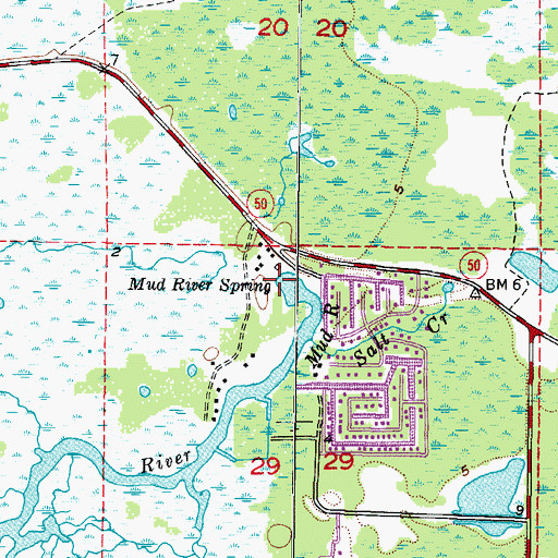 Topographic Map of Mud River Spring, FL