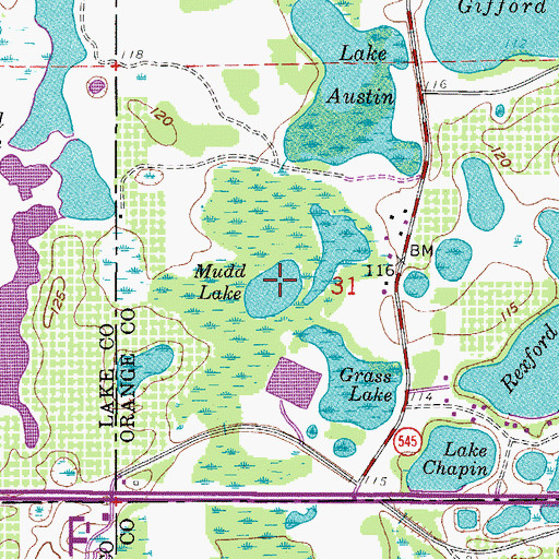 Topographic Map of Mudd Lake, FL