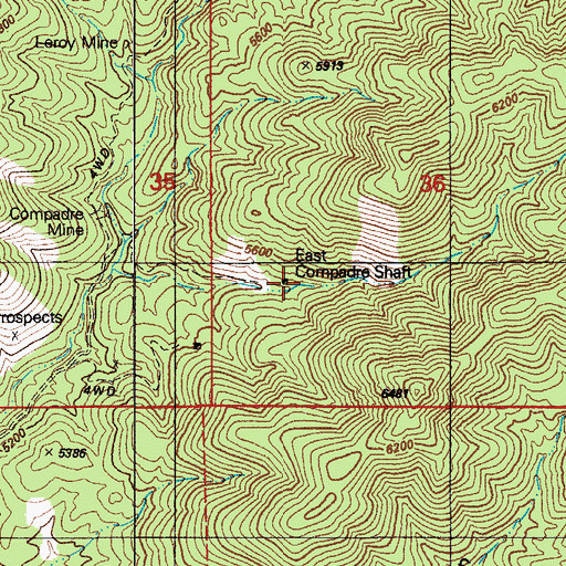 Topographic Map of East Compadre Shaft, AZ