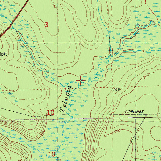 Topographic Map of Mule Creek, FL