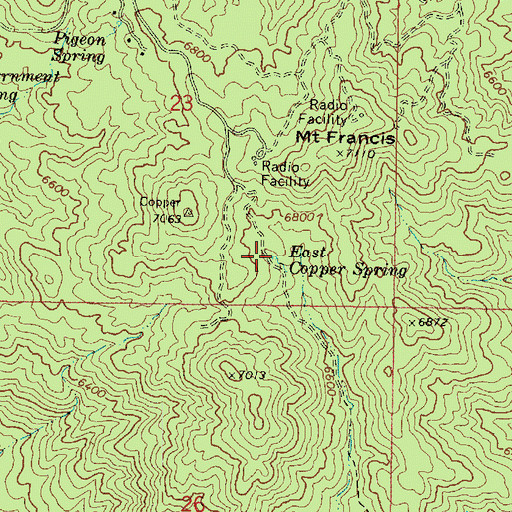 Topographic Map of East Copper Spring, AZ