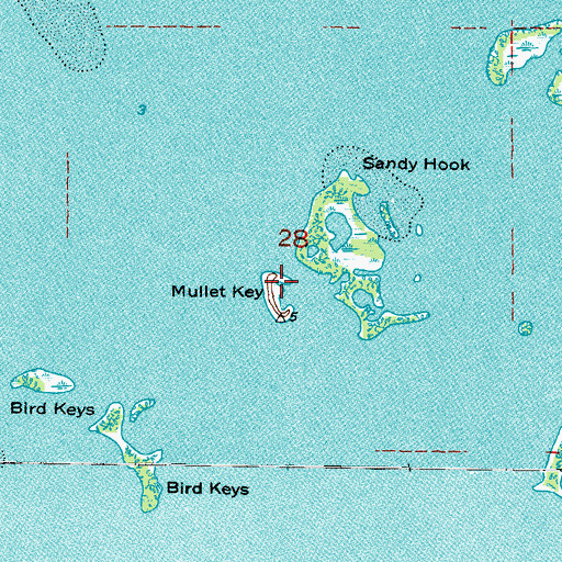 Topographic Map of Mullet Key, FL