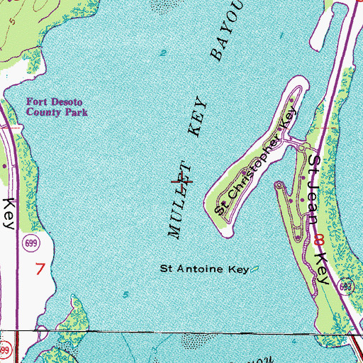 Topographic Map of Mullet Key Bayou, FL