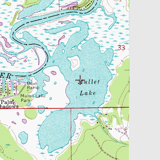 Topographic Map of Mullet Lake, FL