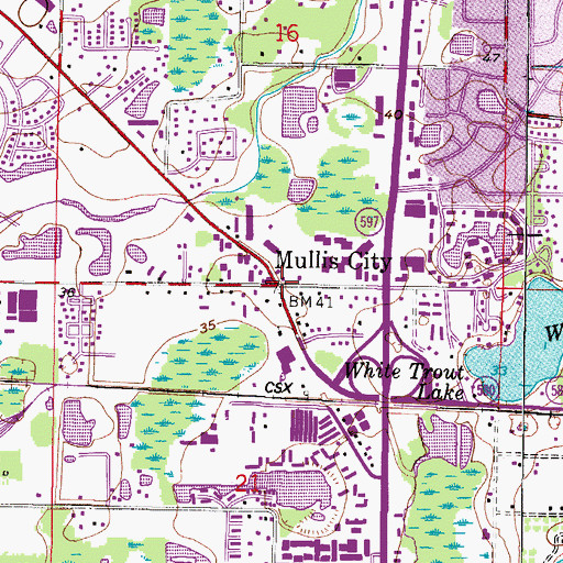 Topographic Map of Mullis City, FL
