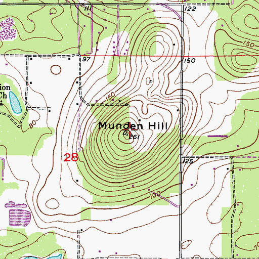 Topographic Map of Munden Hill, FL