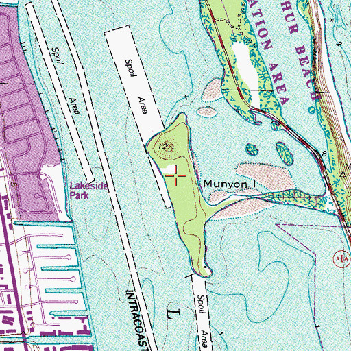 Topographic Map of Munyon Island, FL