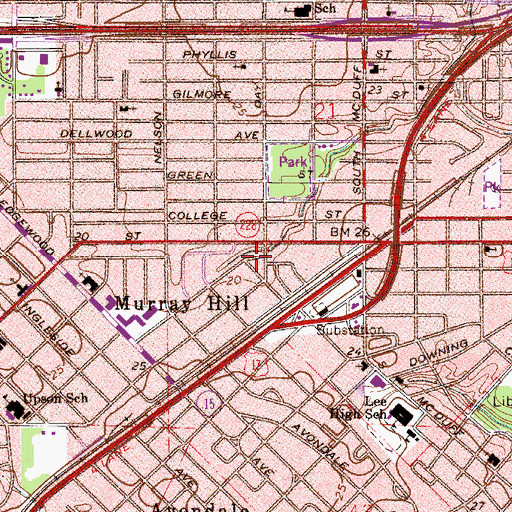 Topographic Map of Murray Hill, FL