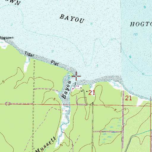 Topographic Map of Mussett Bayou, FL
