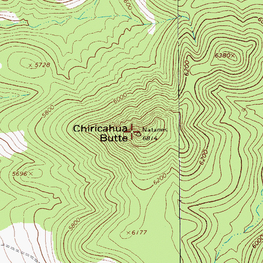 Topographic Map of Chiricahua Butte, AZ