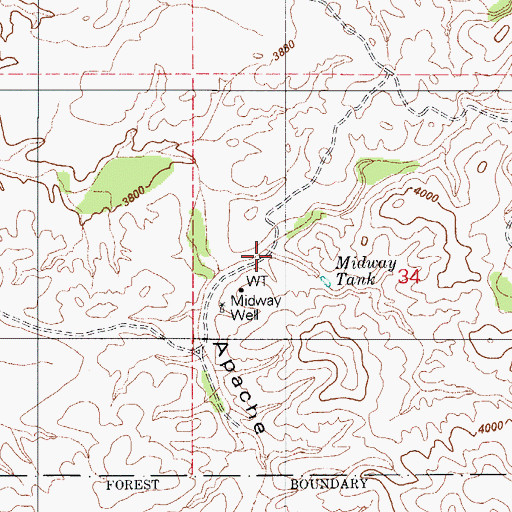 Topographic Map of East Fork Apache Canyon, AZ