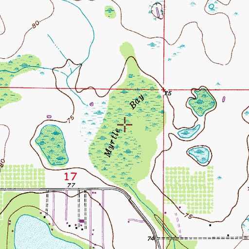 Topographic Map of Myrtle Bay, FL